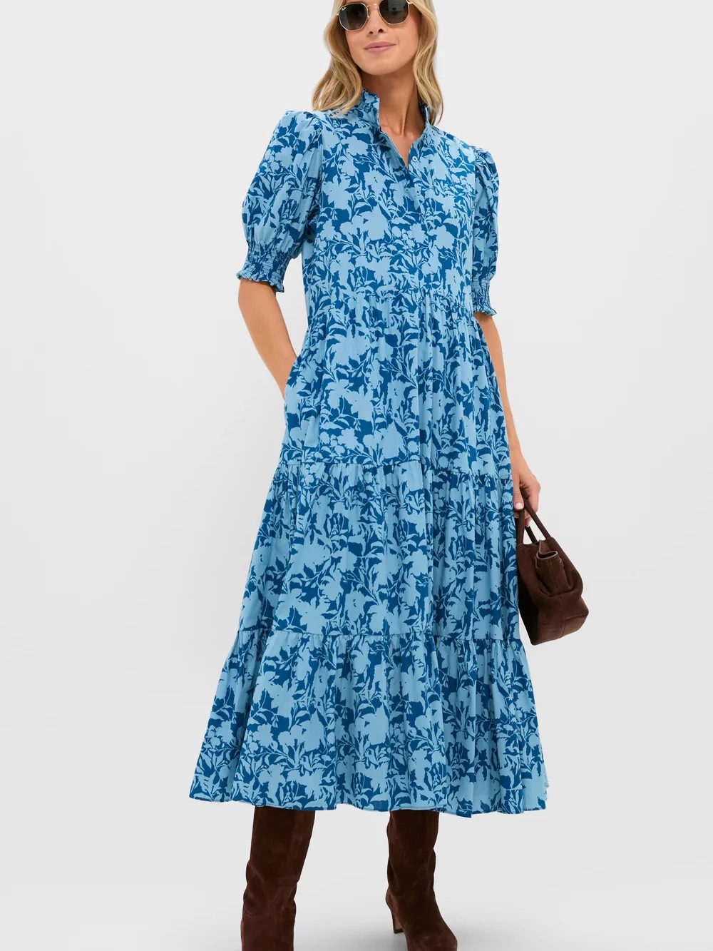 Tuckernuck Bennett Maxi Dress Two-Toned Steel Blue Floral